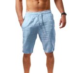 Pantalones cortos deportivos con cordón para hombre, pantalón informal, transpirable, elástico, de cinco puntos, a la moda, de verano M albaricoque