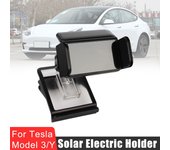 Soporte para teléfono móvil de coche giratorio de 360 grados para Tesla Model 3 Model Y para teléfono inteligente de 4,0 a 7,2 pulgadas Soporte con energía solar Accesorios para coche Diseño de coche Base