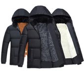 Abrigo de invierno para hombre, chaqueta acolchada con cuello alto de felpa, muy cálida, con cremallera, para exteriores, chaqueta masculina de invierno XXXXL