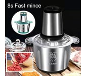 Picadora de carne eléctrica, procesador de alimentos de acero inoxidable, picadora, utensilios de cocina, picadora de verduras y frutas, picadora doméstica 220V AU 2L
