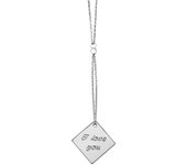 Les Trésors De Lily [R4925] - Collier argent artisanal 'I Love You' argenté (rhodié) - 65x24 mm