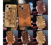 Funda de madera con diseño floral de mandala para iPhone XR, X, XS Max, SE 2020, 6S, 7, 8 Plus, 11, 12, 13 Pro Max, 12, 13 Mini. iphone 5 5S