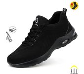 Zapatos de trabajo con cojín de aire para hombre, zapatillas de seguridad con punta de acero antigolpes, a prueba de perforaciones, para construcción, 35-50 37
