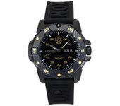 Reloj de buceo automático Luminox Master Carbon SEAL de edición limitada con correa de caucho y esfera negra XS.3865.GOLD 200M para hombre negro