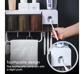 Soporte para cepillo de dientes, dispensador de pasta de dientes, esterilizador, estante de almacenamiento para baño, organizador, juego de accesorios para baño, porta toallas con taza