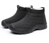 Botas de nieve cálidas de invierno para hombre con cremallera, botines antideslizantes con forro de piel sintética, zapatillas de trabajo cómodas, botas cortas informales para caminar, zapatos para hombre 38 negro