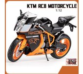 Modelo de motocicleta fundido a presión KTM RC8 a escala 1/12, juguete para niños pequeños, colección de regalos para niños y niñas 1/12-17x9.8x6cm negro