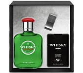 Set de regalo con fragancia de origen de whisky Evaflor: Eau de Toilette de 100 ml y 20 ml con clip para billetes premium