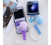 3 fundas de teléfono plegables de cuero coloridas para Samsung Z Flip6 Flip5 Flip4 Flip3 a prueba de golpes con textura de plumón y patrón de ondas Samsung Z Flip5 marrón
