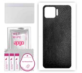 apgo Protective Skin Sticker for the back compatible with Oppo Reno4 Lite, Wrap Film, Foil, Vinyl - Pattern Black Leather