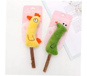 Palillo de dentición para gatos, varillas molares de madera natural para perros, juguetes de peluche para la dentición de gatos, palo para masticar, juguete para rechinar los dientes. verde