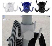 Gancho duradero para colgar sombrillas de playa, 4 puntas, con cierre de rosca, ABS, para toallas, cámaras, bolsos, perchas, soporte para camping, clip de viaje. blanco