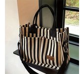 Bolso de mano moderno y elegante para mujer, bolso de hombro de gran capacidad, bolso cruzado de lona a rayas de moda, bolso de compras de viaje de moda. azul