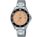 Casio Reloj analógico estándar de cuarzo con esfera color salmón y acero inoxidable MDV-10D-4A2V para hombre salmón