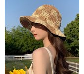 Sombrero de cubo versátil de paja para mujer, sombrero de lavabo con sombrilla de moda, sombrero de cubo con protección solar de cara pequeña de verano con circunferencia de cabeza grande que muestra la marea one size fits all verde