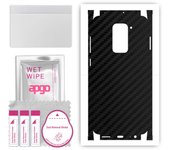 apgo Protective Skin Sticker for the back+sides compatible with Xiaomi Redmi Note 9, Full Wrap Film, Foil, Vinyl - Pattern Carbon Black