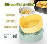 Revestimiento de silicona redondo para freidoras de aire, bandeja para hornear para horno, sartén de repuesto reutilizable de silicona para freidora de aire, accesorios de cocina gris