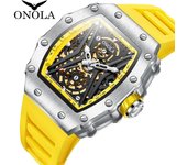 Reloj mecánico automático deportivo de moda para hombre con correa de silicona resistente al agua
