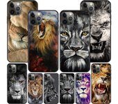 Funda para Apple Iphone 11 13 12 Mini 14 Pro Max Xr 7 8 + Se 2020 Xs 6 6s Plus 5 5s funda de teléfono de silicona negra León alfa macho Cub iPhone XS Max