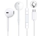 Auriculares con cable tipo C Nueva edición Compatible con iPhone 15 Auriculares tipo C con ruido de volumen Usos Tipo C Compatible con auriculares iPhone, [2025 blanco