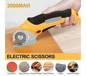 Tijeras eléctricas inalámbricas de 170 W, herramienta de corte eléctrica multifuncional de mano para el hogar, máquina de coser de tela, cuero y tela, USB amarillo