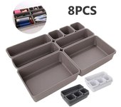 Juego de 8 bandejas organizadoras con cajones ajustables para maquillaje, cosméticos, artículos diversos, soporte divisor para cocina, baño, armario, joyero blanco