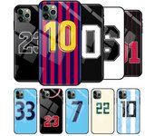 Funda de fútbol número 10 para Iphone 14 13 12 Mini 11 Pro Max X Xs Xr 7 8 Se 2020 cubierta de teléfono de vidrio templado de superficie dura iPhone 14 Pro Max
