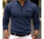 Primavera Otoño Blanco Negro Naranja Camisa Brazo Cremallera Polos deportivos para hombres M negro