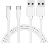 Cable USB-C pour Realme GT 5G - GT Master - GT Neo2 - C25s - Nylon Tressé Argent Blanc 1 Mètre [LOT 2] Phonillico®
