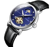 TEVISE T612 hombres de negocios reloj mecánico automático tiempo fase lunar pantalla moda Casual luminoso azul