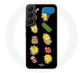 Coque pour Samsung Galaxy S21 FE Les Simpson autocollants fond noir