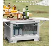 Mesa de exterior ligera y plegable, portátil, para acampar, con caja de almacenamiento y ruedas, ideal para picnics, playas y campamentos. gris