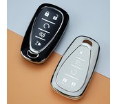 4/5 botones nuevo borde plateado funda para llave de coche Fob para Chevrolet 2017-2019 Chevy Malibu Camaro Cruze Traverse Sonic Volt Bolt Equinox 4A key case blanco
