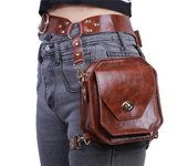 Riñonera de PU para mujer, riñonera cuadrada pequeña, bolsa cruzada multifunción para teléfono para pierna al aire libre negro