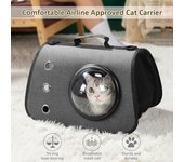 Transportín para gatos aprobado por aerolínea, cómodo bolso de viaje para mascotas, bolso de hombro para gatos pequeños gris