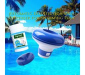 Vaso de flotación automático para desinfección de piscinas con dosificador flotante de 5 pulgadas para tabletas efervescentes 1 bottle of effervescent tablets