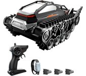 Coche acrobático de control remoto, vehículo blindado anfibio de 2,4 GHz, juguete para tierra, agua y todo terreno con 3 1 Battery negro/plata