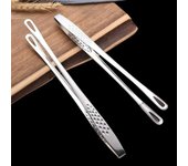 Pinzas para alimentos de acero inoxidable, mango largo, antideslizantes, pinzas para barbacoa, utensilios de cocina, accesorios de cocina, 1 ud. plata