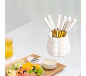 Juego de tenedor y cuchara para fruta en tarro de cerámica: vajilla elegante para cenar White