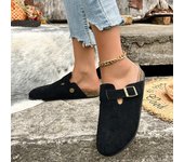 Zapatillas de moda para mujer, sandalias de punta cerrada y punta redonda, zuecos, otoño 2024, nuevas zapatillas planas retro de color liso, chanclas para mujer 36 marrón