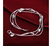 Pulseras elegantes de cuentas de cadena de serpiente de plata s925 para mujer, accesorios de moda para fiestas, bodas, joyas, regalos de Navidad 20cm plata