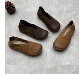 Zapatos de piel auténtica hechos a mano para mujer, de piel de vaca vintage, para primavera y verano. 35 gris