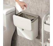 1 bote de basura montado en la pared, bote de basura doméstico con tapa, bote de almacenamiento de papel higiénico, cesto de basura colgante para baño, hogar blanco