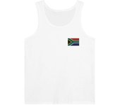 Débardeur - Afrique du Sud - Broderie Blanc - 100% Coton - Coupe Ajustée - Mixte