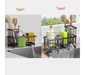 Organizador de fregadero de cocina con soporte para esponja, organizador de fregadero con soporte alto para cepillos, organizador de utensilios de cocina y esponja para platos. Type1 negro