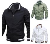 Chaqueta informal con cuello alto y cremallera para hombre, abrigo deportivo para exteriores, cortavientos, impermeable, para otoño e invierno S azul marino