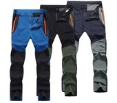 Pantalones para exteriores para hombre, resistentes al desgaste, impermeables, elásticos, con bloques de colores, de secado rápido, con cintura elástica y bolsillos para pesca y escalada XL azul