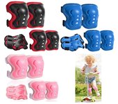 Juego de 6 piezas de equipo de protección para niños, rodilleras, muñequeras y coderas, protectores de rodillas para bicicleta, patineta, patinaje sobre hielo, piezas de seguridad deportivas