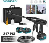 YOFIDRA-pistola de agua para lavadora de coche de alta presión, sin escobillas, 200bar, 6 en 1, limpieza de jardín, lavado, pistola rociadora para batería Makita de 18V No Battery