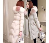 Chaqueta de algodón acolchada larga hasta la rodilla para mujer, nueva versión coreana, chaqueta con cintura ceñida para adelgazar y engrosar, chaqueta de algodón de invierno S negro